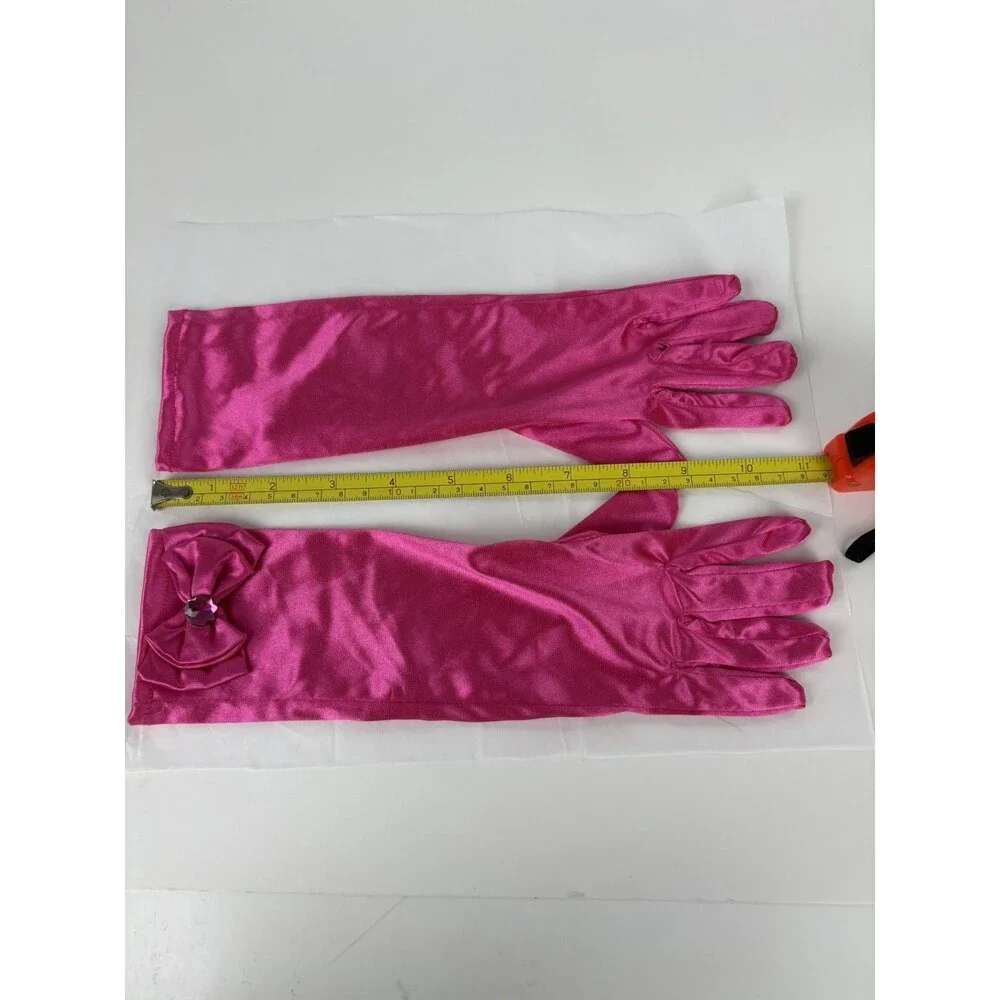 Colorful Opera Length Evening Gloves For Children Long Satin Bow Formal Gloves